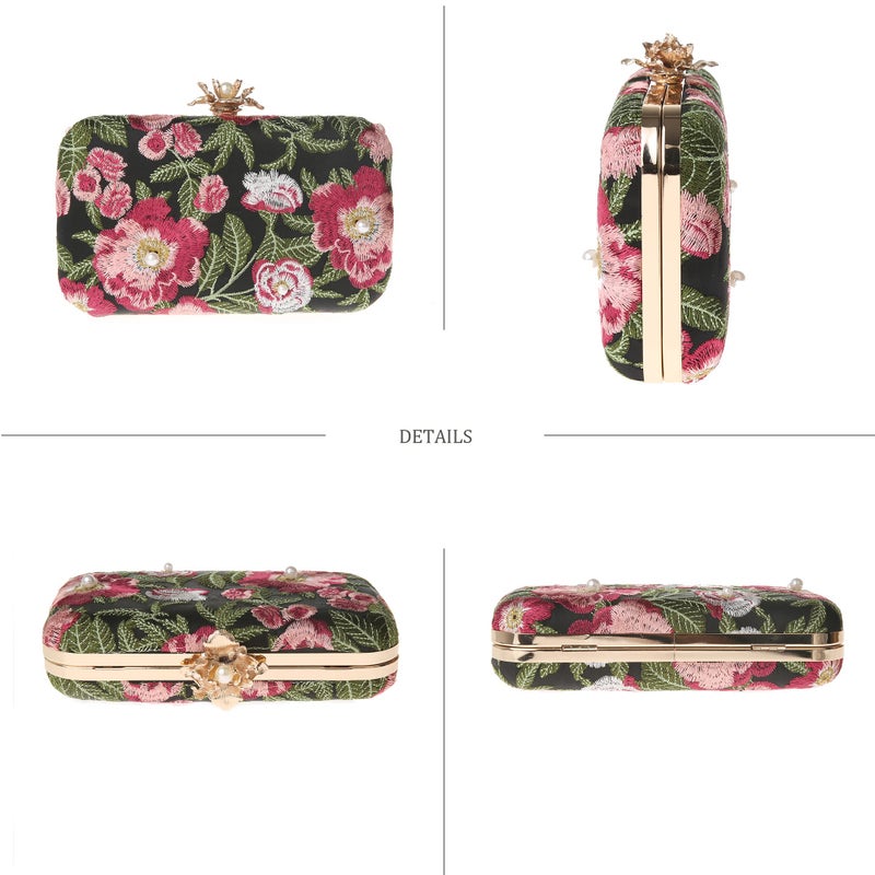 DA BODAN Womens Vintage Floral Embroidery Clutch Evening Handbag Shoulder Bags Purse for Wedding Party Prom - Image 5